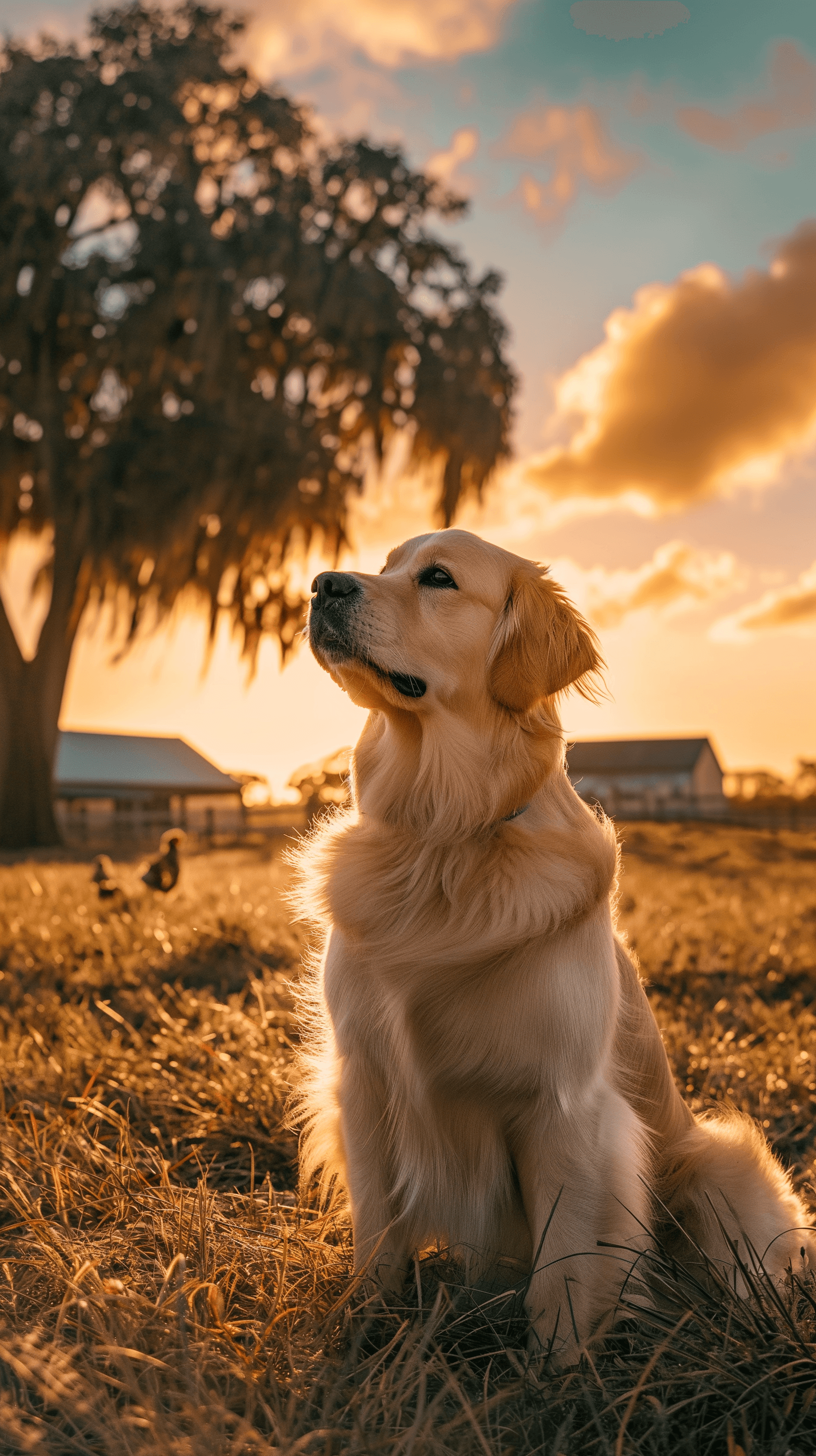 imjoshnewton_a_phone_background_of_a_golden_retriever_on_a_farm_c4fe215f-a7ef-4ef5-9020-fbdf8d57152f.png