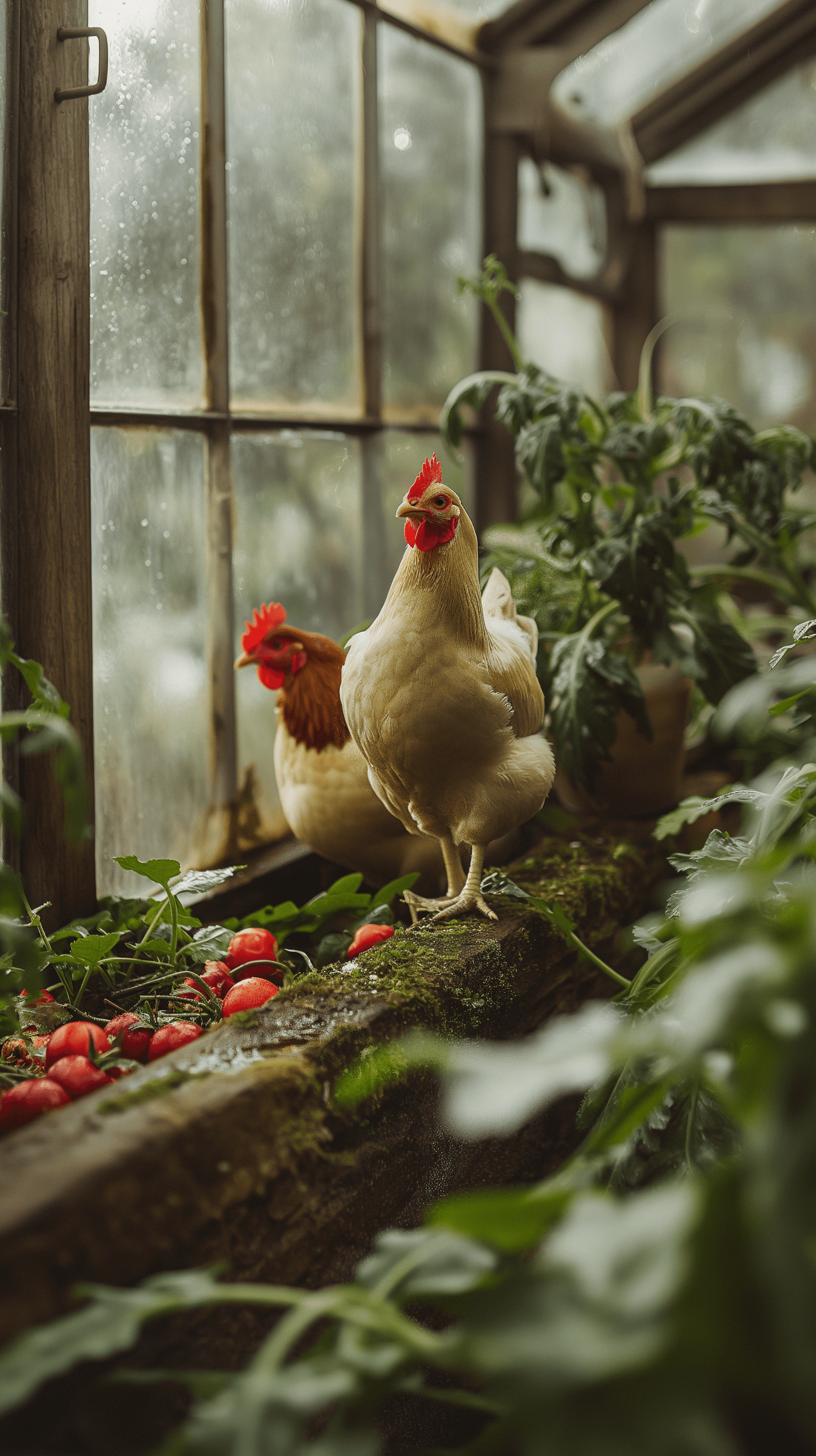 imjoshnewton_a_phone_background_of_chickens_in_a_rustic_greenho_cf4edf01-1e4e-4d87-b266-eff36ea32034.png