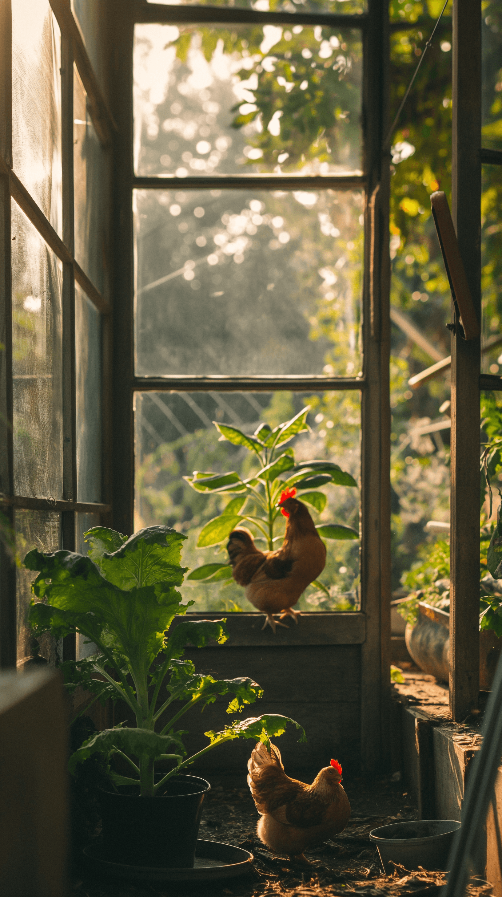 imjoshnewton_a_phone_background_of_chickens_in_a_rustic_greenho_e555e20b-9751-4f35-a022-7aa8aba527bc.png